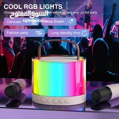  3 سماعة شحن صغيرة متنقل مع مايك عدد 2 نظام كاروكي للاطفال Karaoke Machine for Kids Adults K52