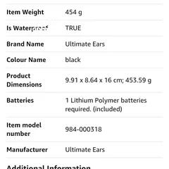  8 مكبر صوت UE MINI BOOM لاسلكي بتقنية البلوتوث - أسود UE MINI BOOM Wireless Bluetooth Speaker - Black