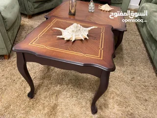  5 طقم كنب 7 مقاعد خشب سويد(( مع 3  طاولات خشبهم زان ))