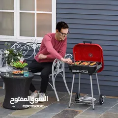  1 شواية الفحم المتنقل بغطاء زرب حجم متوسط منزلي بأقل الأسعار
