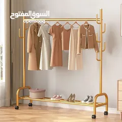  1 ستاند ملابس ذهبي معدني لتنظيم المساحة والملابس بشكل افضل مصنوع من المعدن القوي ضد الصدأ مقاس كبير