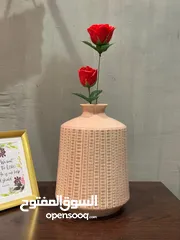  2 CERAMIC VASE WITH ROSE FLOWER