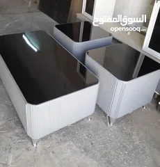  10 اطقم طربيزات طاولات شاشه مكون من ثلاث قطع خشب ودهان الون حسب الطلب