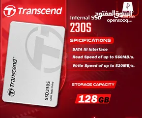  1 هارديسك داخلي مساحة 128 جيجا بايت  ترانسيند Trancsend Internal Hardisk 230S 128GB