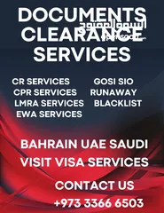  12 Visit Visa For Bahrain,Saudi,Dubai Bahrain Documents Clearance Services Cr,Cpr,Lmra,Ewa Services