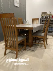  1 طاولة للبيع مستعمل جديد 6كراسي