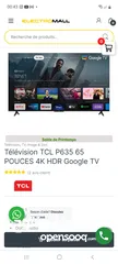  1 télévision TCL 65 pouces, p635 smart 4k HDR, À VENDRE.