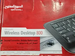 1 Microsoft Wireless 800 Desktop Keyboard and Mouse Set كيبورد وماوس لاسلكي نوع مايكروسوفت