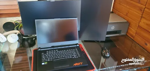 4 laptop asus rog strix g531gt مع شاشتين اسوس 100 هيرتز وكاميرا فانيتك