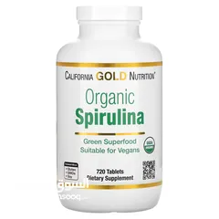  1 سبيرولينا العضوية 100% والنقية 720 كبسولة ، الغذاء الخارق Organic Spirulina Super Food