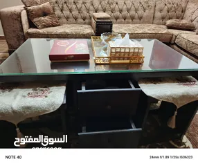  8 غرفت ضيوف تفصيل مستعمل بحاله الجديد مع طاولت سفره مع سجاده معطاوله