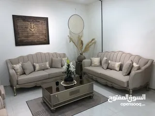  1 طقم كنب صالون محلي 2 ثلاثية و 2 مفرد، 7 مقاعد أو 8، حفر زان صلون نخب تشطيب عالي الجودة