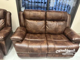  6 طقم ريكلاينر كهرباء جلد امريكي اصلي لازال جديد