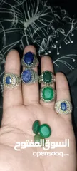  12 خواتم فضة أصليه مرصعة بأحجار كريمه اصليه