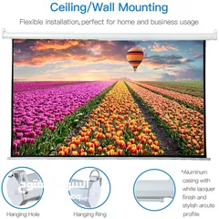  3 Motorized Projector Screen Wall Mount (240cmx240cm) with Remote شاشة بروجكتور مع ريموت