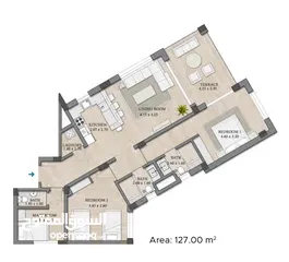  2 شقة بغرفتين مع غرفة خادمة بمساحات واسعة في خليج مسقط/ 2+1 BEDROOM APARTMENT IN MUSCAT BAY