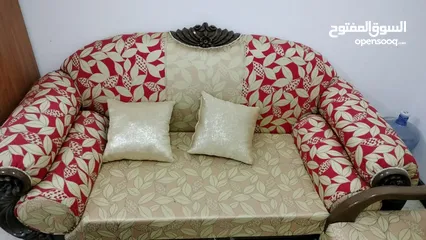  5 Hard wood sofa set 7 seated with central and side tables