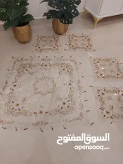  2 مفرش طاولة شيفون مطرز خرز جديد