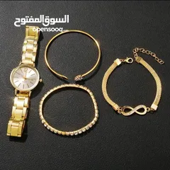  8 طقم اكوارتز نسائي ساعه وخاتم وسلسال واساور