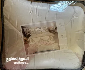  3 لحاف(حاف) صيفي مميز مجوز 4 قطع  لون بيج معرق بسيط  جديد