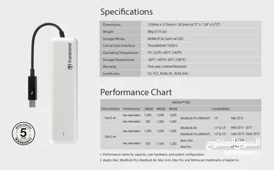  8 هارديسك داخلي خارجي مساحة 240 جيجا بايت ترانسيند Trancsend Jetdrive SSD Portable 240GB Mac