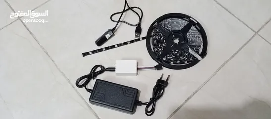  7 شريط حبل اضائه ليد LED RGB LIGHT تحكم بالريموت اوتطبيق يضئ الوان يعمل عن طريق وصلةUsb ضوء زينه ديكور