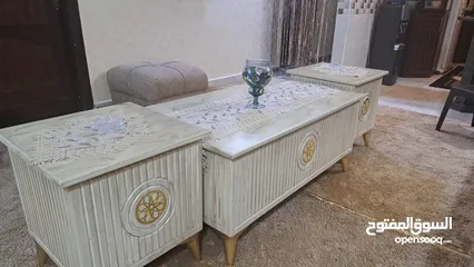  2 طقم طرابيزات خشب زان  استعمال بسيط جدا