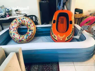  19 بركة سباحة دائري مع فلتر ومنفاخ وغطا وكلور تعقيم بسعر حرق 140 دينار مقاس 3.05 متر ارتفاع 76 سم