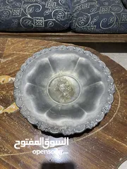  7 طقم اباريق علبخار قهوة شاي  فضية انتيكة قديم للتستعمال او الصمد  جاط للفواكه زجاج معتق ثقيل