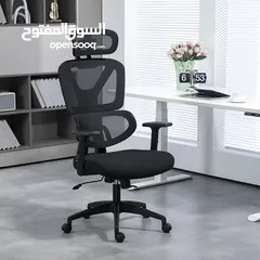  1 كرسي مكتب Lioncin Ergonomic،، كرسي كمبيوتر يدعم أسفل الظهر مع عجلات ومسند ذراع قابل للتعديل