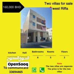  1 فلتين للبيع في الرفاع الغربي التفاصيل في الصور  two villa for sale in West Riffa details and photos