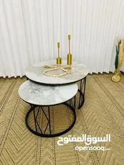  4 סט שולחנות – 2 חלקים – שיש מלא עיצוב שולחן סלון עם פלטת שיש כבדה