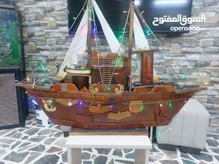  1 مجسم سفينه خشب   مميزه          للبيع