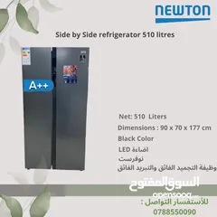  2 ثلاجة بابين نيوتن حجم توتال 587 لتر صافي 510 لتر توفير طاقة A++ ستانلس وادين مخفية شامل التوصيل