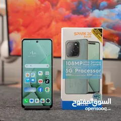  4 جهاز جديد بالكرتونة Spark 20 pro 5G رام 16 جيجا 256 مكفول سنة متوفر توصيل