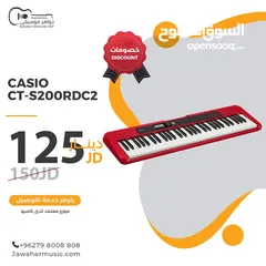  1 بيانو CASIO CTS-200 لون احمر جديد مش شركه كاسيو الام مكفول 2 سنه من معرض جواهر موسيقى