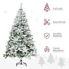  3 شجرة كريسماس 180 سم ابيض ثلجي كثيف مستورد 180cm snowy christmas artificial tree