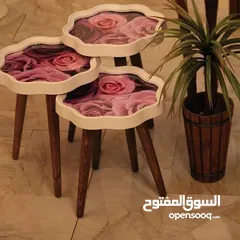  12 طاولات سرفيس 3D  زجاج حجم الكبير قطر 40سم نظام تركي  متوفر الوان  3 قطع