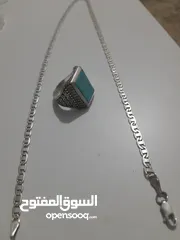 2 خاتم وسنسال فضه البيع
