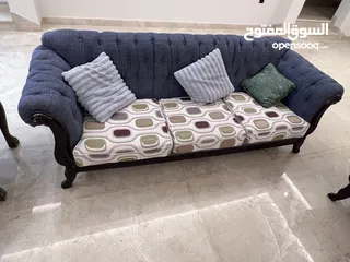  3 طقم كنب خشب زان 100٪؜ .. لون اسود .. جودة عالية ..