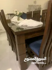  3 طقم سفره من ثلاث قطع   طاولة خشب 8 كراسي وفضيه و بوفيه