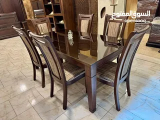  7 غرفة فة سفره 6 كراسي خشب بلوط وتك
