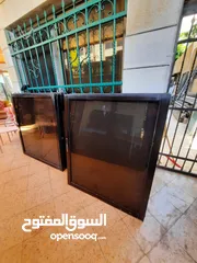  3 شبابيك المنيوم لون برونز زجاج برونز متوفر عدة مقاسات  بحال الوكاله