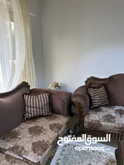  7 طقم كنب لون بني خشب ثقيل ومتين جدا