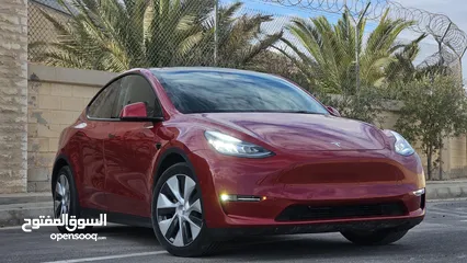  25 TESLA MODEL Y LONGRANGE DUAL MOTOR 2022 تيسلا موديل واي 7مقاعد فحص كامل بحالة الوكاله