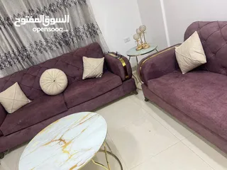  2 طقم كنب 7 مقاعد مع طاولات مع برداية وكالة