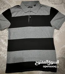  2 Polo Shirt - Slim Fit XL (Black & Grey Stripes)