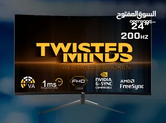  1 Twisted Minds 23.8. FHD 200HZ, curved, VA, 1MS, HDMI 2.0 Gaming Monitor TM24RFA-200HZ