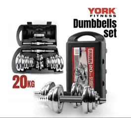  3 DUMBBELL SET 20kg + EZ Curl bar