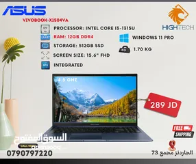  1 لابتوب اسوس فيفوبوك انتل اي 3 جيل13 رام 12جيجا 512جيجا SSD شاشة 15.6" وندوز 11 برو -لابتوبات ASUS